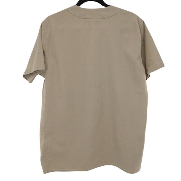 Hollister Minimalist Prep SS Button Up Tan Baseball Jersey Shirt Men's Size S - Picture 4 of 8